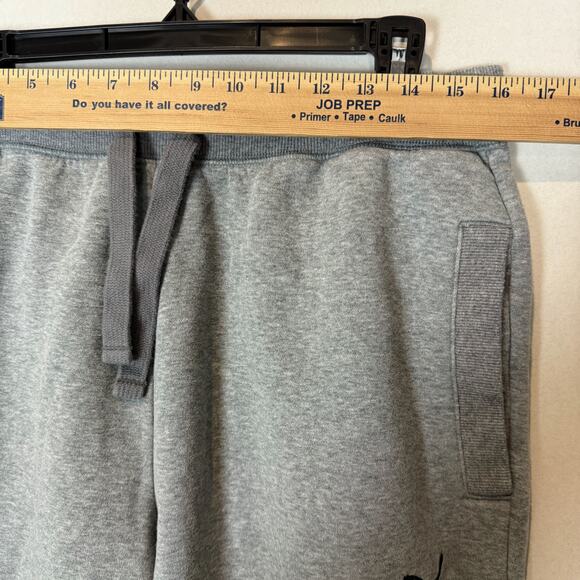 Puma Tracksuit Set Mens Large Heather Gray Stretch Logo Fleece Lined Crewneck - Picture 12 of 16